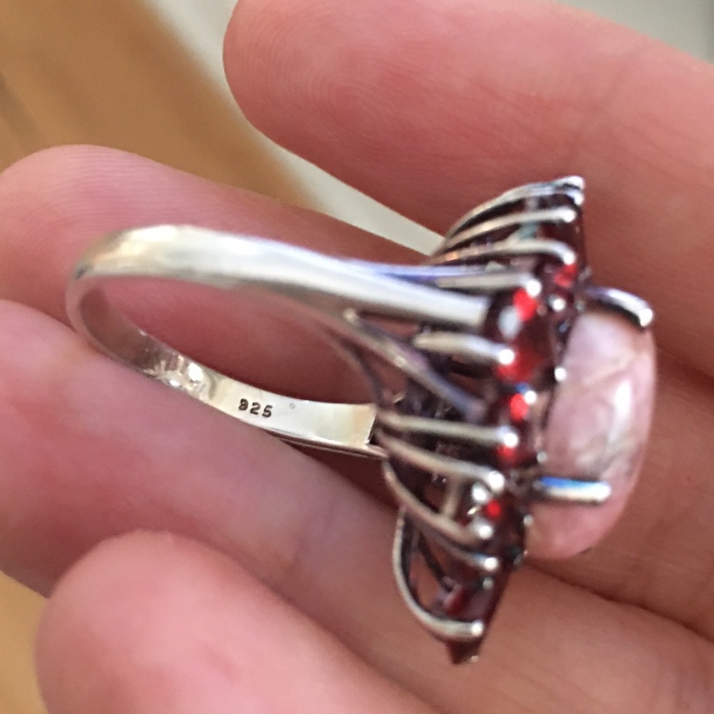 Garnet rhodochrosite sterling silver ring - Picture 8 of 11